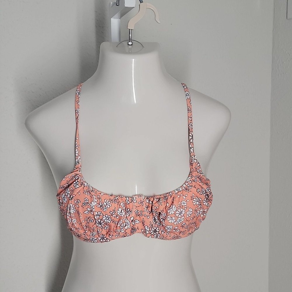 Zaful Bikini Swim Top ~ Sz 8 ~ Orange & White ~ Ties In Back